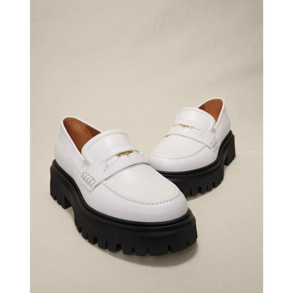Maje Shoes - NEW Maje Leather Platform Coin Loafers White size 38/ 7.5